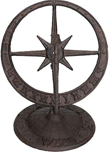 AB Tools Armillary Sundial Ornament Cast Iron Garden Feature Statue Clock Metal Compass - Image 2