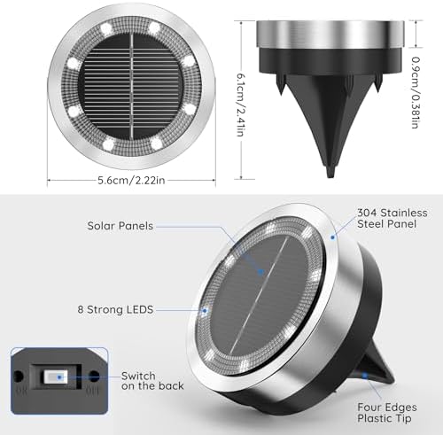 Solar Ground Lights Outdoor, 12 Pack Solar Lights Outdoor Waterproof White - Image 5