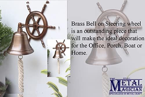 The Metal Magician Steering Wheel Wall Mounted Solid Brass Bell for Dinner, Indoor, Outdoor, School, Bar, Reception & Church - 4 Inch - Image 4