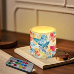 Colorful Butterfly Pattern Flameless Candles Battery Powered LED Pillar Candle Tealights Home Decoration Remote 3 x 3 Inches for Wedding Beach Party Decor, Set of 4 - Image 3