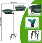 Metal Bird Bath for Outside, Vintage Freestanding Birdbaths Feeder Bowl, Stable & Easy to Clean Birdfeeder for Outdoors Garden Yard Lawn Decor (Retro Green) - Image 2