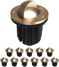 GKOLED LED Brass Well Lights, 12V In Ground Light Outdoor, IP67 Waterproof Low Voltage Landscape Lighting with MR16 Bulb and Swival Base, 5W 140LM 2700K, Up Light for Garden, Beacon Top, 12 Pack by GKOLED
