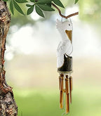 Pelican Windchime - Hand Carved Wood and Bamboo - Coastal Nautical Patio Décor Outdoor Wind Chime - Image 3