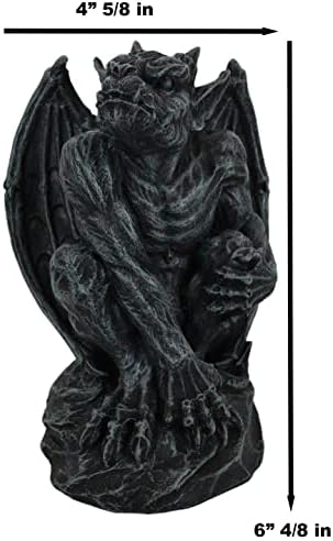 Ebros Kong Giant Primate Winged Gorilla Gargoyle Crouching On Rock Statue Medieval Renaissance Gothic Decorative Figurine 6.5" Tall Gargoyles Notre Dame Stoic Creatures Stone Devils Macabre Decor - Image 3