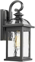 Darkaway Outdoor Lights Fixture Wall Mount, Exterior Wall Light with Water Ripple Glass Waterproof Black Outside Wall Sconce for House Porch Hallway Garage by Darkaway