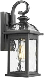 Darkaway Outdoor Lights Fixture Wall Mount, Exterior Wall Light with Water Ripple Glass Waterproof Black Outside Wall Sconce for House Porch Hallway Garage by Darkaway