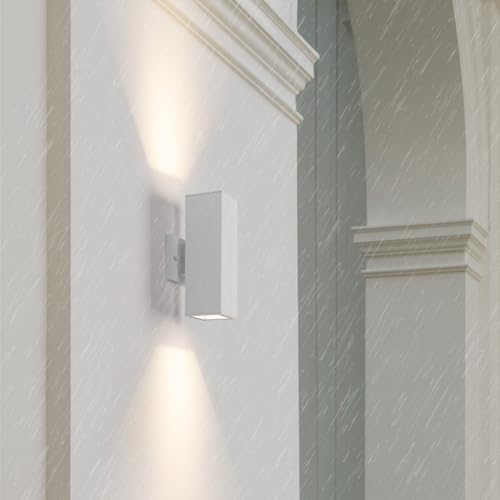 mirrea 12" Modern Outdoor Porch Light in 2 Lights, Matte White, 2 Pack - Image 7