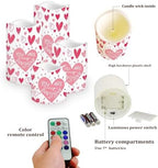 Pink Heart Pattern Flameless Candle with Remote Control Electric LED Pillar Candle Timer Color Changing Long Lasting Pack of 4 Battery Candles Valentine's Day Decoration - Image 3