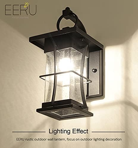 Dusk to Dawn Outdoor Wall Lantern Exterior Light Fixtures Wall Mount Porch Light with Photocell Sensor Waterproof Outside Wall Lights for House, Patio, Garage, Black with Seeded Glass - Image 3