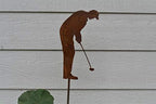 Hobby and Leisure Style Rustic or Powder Coated Metal Garden Stake or Stand (Small Golfer 24" Tall Including Stake, Naturally Rusted) - Image 7