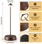 Cordless Table Lamps Rechargeable, 6000mAh LED Battery Operated Desk Lamp, Portable Outdoor Waterproof Touch Stepless Dimmable Wireless Table Light for Dining Restaurant Home Patio (Brown-2PC) - Image 6