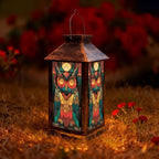 Solar Lantern Mid Century Stained Glass Owl Outdoor Waterproof Garden Hanging Lantern Solar Powered Lighting Outside Solar Light for Patio Yard Camping, Gifts for Women Mom by Unknown