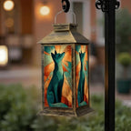 Solar Lantern Retro Fox Stained Glass Outdoor Waterproof Garden Hanging Lantern Solar Powered Lighting Outside Solar Light for Patio Yard Camping, Gifts for Women Mom - Image 6