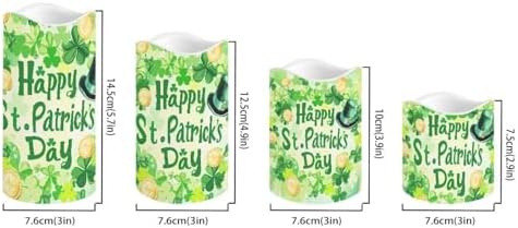 Happy Saint Patrick's Day Flameless Candles LED Pillar Candles Battery Operated Candles with Remote and Timers Color Changing Electric Fake Plastic Candles Green Leaf - Image 2