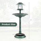 GIANTEX 42 inch Bird Bath Solar Lighted, Pedestal Bird Bath with Bird Feeder, Flower Planter Base, Solar Powered Lamp, 3 Ground Stakes, Standing Birdbath for Outside Garden Yard Outdoor (Green) - Image 7