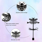Bee Weathervane Metal Wind Vane Honeycomb Hive Garden Decoration Direction Sign Indicator Stake Mount Ornament for Farmhouse Yard Roof Outdoor - Image 3