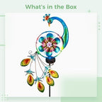 Solar Wind Spinner Peacock Windmill, Outdoor Kinetic Metal Art Sculpture with Jewel Accents, Decorative Peacock Stake Light for Garden, Lawn, Yard - Image 3