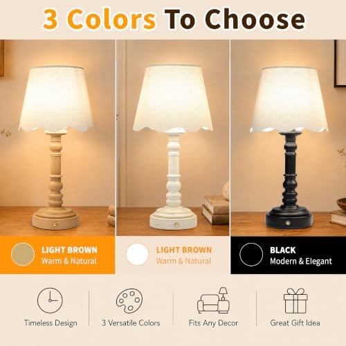 ShineTech 14" Small Table Lamps for Bedroom Rechargeable Cordless, Set of 2 - Image 5