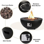 31.5'' Outdoor Round Black Propane Fire Pit Table with Wind Guard - Image 4