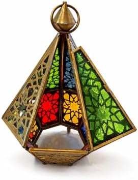 Set of 2 Moroccan Brass Wall Lamp Sconce Home Decor, Handmade Lighting Copper Metal Lights Turkish Lamp, Ramadan Candle Lantern, Candle Holder, Indoor Outdoor, Patio, Porch, Shelf, Garden (Pyramid) - Image 6