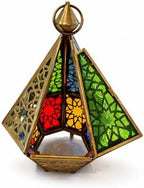 Set of 2 Moroccan Brass Wall Lamp Sconce Home Decor, Handmade Lighting Copper Metal Lights Turkish Lamp, Ramadan Candle Lantern, Candle Holder, Indoor Outdoor, Patio, Porch, Shelf, Garden (Pyramid) - Image 6