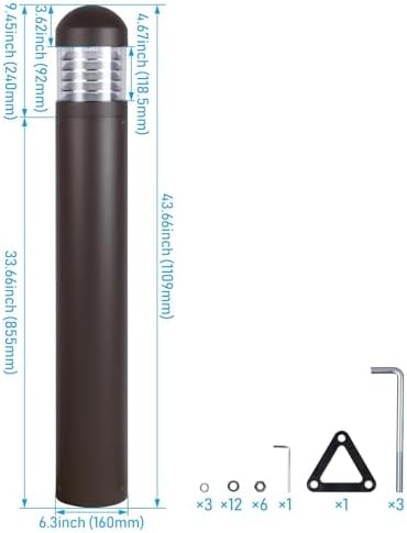 Commercial LED Bollard Path Lights 24W/19W/14W Watt Tunable 3000K/4000K/5000K Color Selectable 140LM/W 120-277V Dimmable 42" Modern Landscape Lighting for Garden Pathway UL Listed (type 4) - Image 3