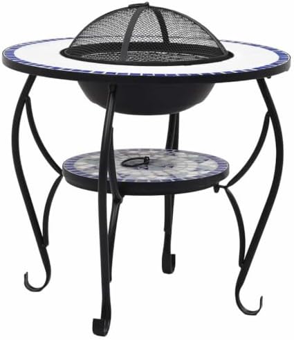 Mosaic Fire Pit Table, Ceramic Round Wood Burning Bowl, 26.8 in - Image 2