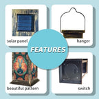 Solar Lantern Symmetrical Stained Glass Outdoor Waterproof Garden Hanging Lantern Solar Powered Lighting Outside Solar Light for Patio Yard Camping, Gifts for Women Mom - Image 5