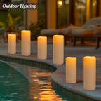 5" x 14" White Large Waterproof Outdoor Flameless Candles Battery Operated LED Flickering Pillar Candles with Remote and Timer for Indoor Outdoor Lanterns, Long Lasting, Set of 2 - Image 4