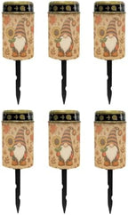 Poceacles Solar Lights Outdoor Solar Powered Cemetery Stake Candle Grave Lamp Landscape Lighting Grave Flameless Candle for Autumn Decor, Retro Gnome Sunflower, Pack of 6 by Poceacles