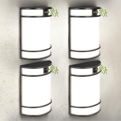 ASD LED Outdoor Sconce Lights, Motion Sensor 3000K 4000K 5000K Black 4 Pack by ASDLightingCorporation