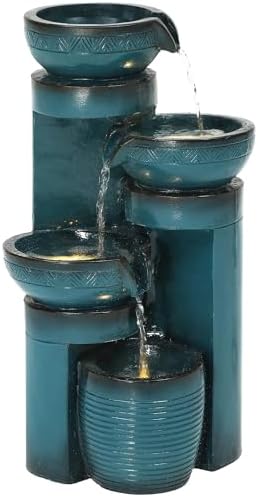 AUTODAYA 19.3" Faux Ceramic Outdoor Water Fountain with LED Lights - Image 6