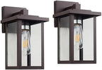 Oil Rubbed Bronze Outdoor Light Fixture, Outdoor Wall Lantern 2 Pack with Clear Water Glass, 11 Inch Outside Light for House Entryway Garage Porch by ACLand