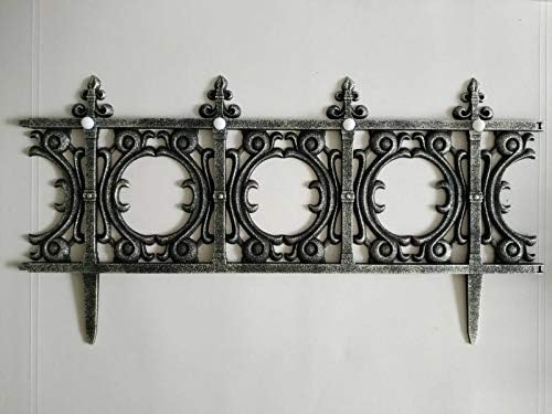 Jumbl Decorative Solar Wrought Iron Metal Look Garden Border Fence (4 Pieces) - Image 2