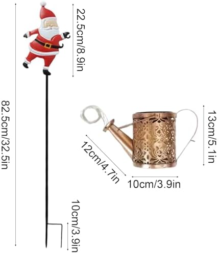 Christmas Solar Kettle Lights Garden Lawn Decorative Lights, Santa Solar Watering Can Lights Outdoor Decor, Waterproof Outdoor Decorative Light for Garden, Patio, Christmas Yard (1pc) - Image 7