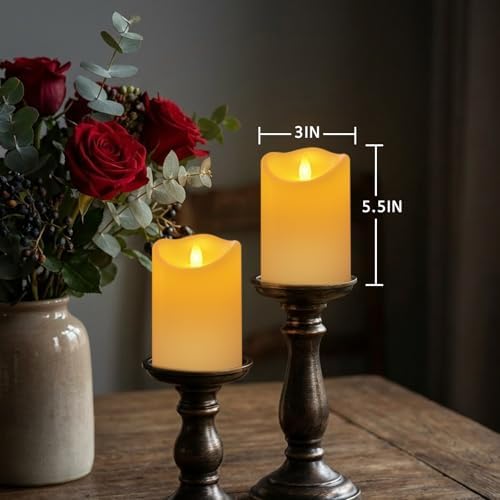Bulk Set of 12 Outdoor Flameless Candles, Patented 3D Dual-LED Resin Pillars with 2 Remotes, Waterproof Non-Melting Battery Operated Wedding Aisle Decor, Ivory (D3 x H6) - Image 3