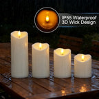 Raycare Outdoor Waterproof Flameless LED Pillar Candles with Remote Timer - Image 2
