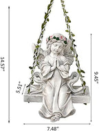 Fairy Garden Angel Figurine Hanging - Angel On a Swing Statue Girl Praying Sculpture Fairy Angel Ornament for Indoor Outdoor Decoration Coloured - Image 7