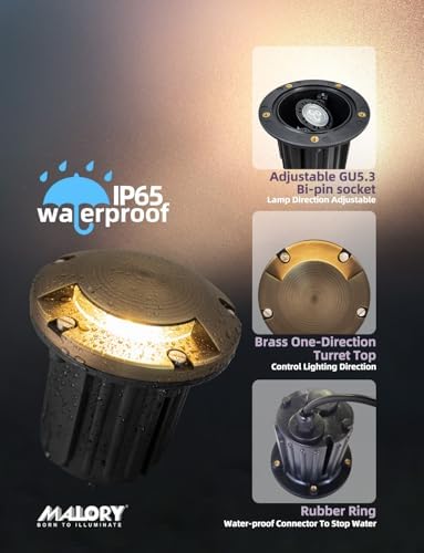 MALORY Low Voltage Landscape Well Lights,（φ126 mm Brass Top Cover 1Pack - Image 4