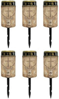 Poceacles Cross Solar Outdoor Lights Pack of 6 Solar Grave Lights Solar Cemetery Candles LED Automatic Flameless Candles Cemetery Outdoor Solar Lights for Loss of Dad, Deer Cross Dove of Peace Retro by Poceacles