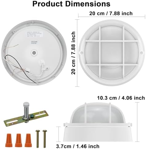 8” Bulkhead LED Light White Round,Nautical Outdoor Lights 8" LED Sauna Light Fxiture Outdoor White Round Nautical Bulkhead Lights 3000K,1500 Lumen,15W - Image 3