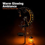 Halloween Solar Garden Stake Light Crescent Moon Black Cat - Image 3