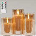 Glass Flameless Candles LED Battery Operated Candles with Remote Set of 3 by LetCOVEGEdecoryourhome