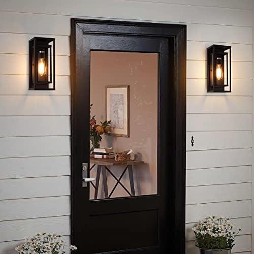 mirrea 14" Modern Outdoor Porch Wall Light, Matte Black, 4 Pack - Image 7