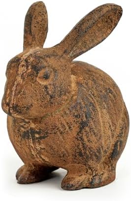 Sungmor Cast Iron Rust Rabbit Statue, Multi-Purpose Paperweight Doorstop by Sungmor