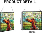 Bay Roan Horse Watching Geese Fly Over Meadow Square Suncatcher – Stained Glass Style Window Panel with Pastoral Scene, Custom Decorative Hanging Art for Equestrian Home, Christmas qcXOkw - Image 2