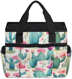 Cactus Garden Tool Bag Organizer Heavy Duty Watercolor Cacti Flower Gardening Tote Bag with 10 Pockets for Women Men Gardening Gifts - Image 2