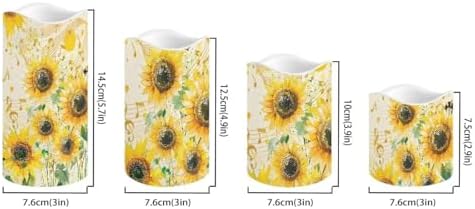 Retro Sunflower Flickering Flameless Candles with Remote and Timer Set of 4 Color Changing Battery Operated Candles for Home Wedding Decoration - Image 2