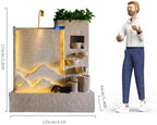 Modern Cement Water Fountain with LED Lights – 8.2ft Indoor Outdoor Garden Wall Feature, Durable Concrete Look (Left)(Right) - Image 4