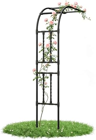 4.0FT×7.9FT Half Side Square Tube Metal Garden Arch Trellis by PlusYard